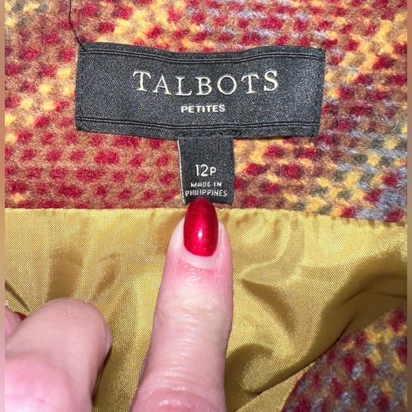 TALBOTS - WOMEN'S RED PRINT WOOL BLEND PENCIL SKIRT - Picture 5 of 5